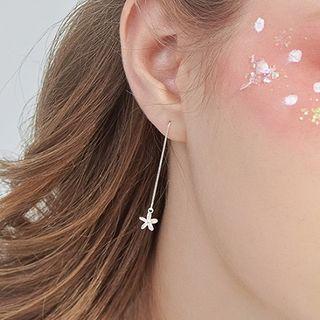 Flower Threader Earring 1 Pair - Silver - One Size