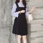 Set: Striped Shirt + A-line Pinafore Dress