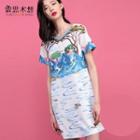 Print Short Sleeve T-shirt Dress