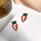 Carrot Stud Earring 1 Pair - Earrings - S925 Silver - Carrot - Red & Green - One Size