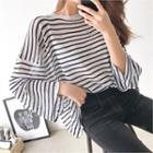 Long-sleeve Stripe Sheer Knit Top