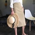 Slit Back Plain Midi Skirt