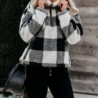 Plaid Half-zip Pullover