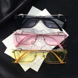 Slim Metal Frame One-piece Layered Sunglasses