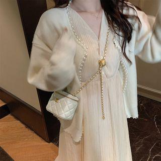 Faux Pearl Knit Cardigan