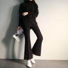 Set: Long-sleeve Pullover + Band-waist Boot-cut Pants