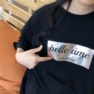 Elbow-sleeve Lettering T-shirt Tunic