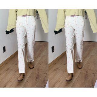 Rosette-pattern Loose-fit Pants