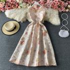 Round Neck Flower Print Sleeveless Dress