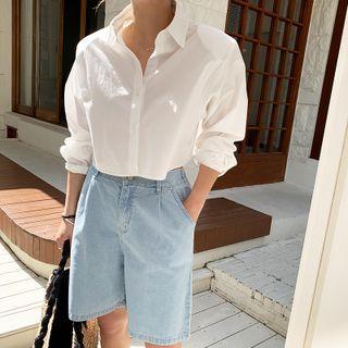 Pure Cotton Crop Shirt Ivory - One Size
