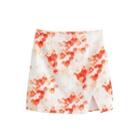 Floral Print Slit Mini A-line Skirt