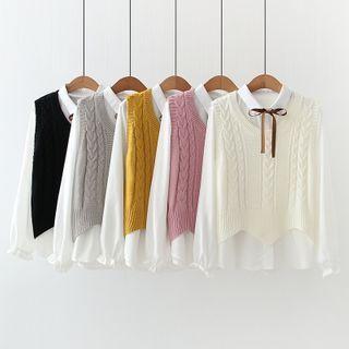 Set: Twist Knit Vest + Shirt