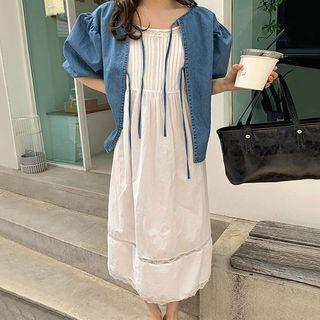 Short-sleeve Denim Blouse / Sleeveless Dress