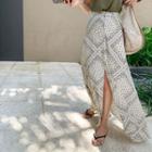 Button-down Maxi Paisley Skirt Ivory - One Size