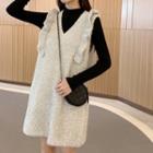 Round-neck Plain Skinny Knitted Long-sleeve Top / V-neck Knitted Dress