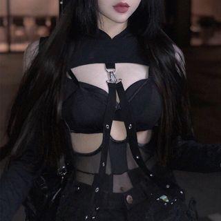 Hooded Long-sleeve Crop Top