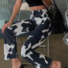 Straight-leg Cow Print Jeans