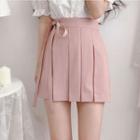 High-waist Tie-waist Pleated Skirt