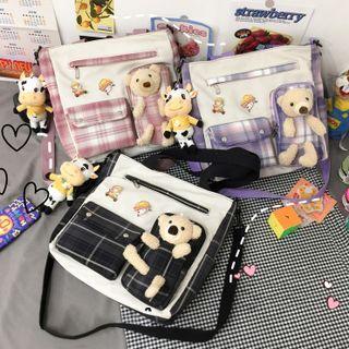Plaid Multi-way Tote Bag / Charm / Set
