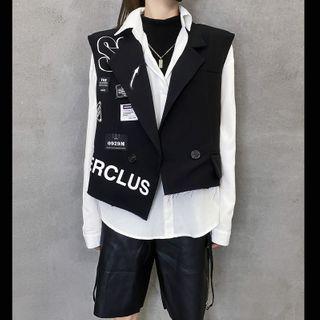Double-breasted Cargo Vest Black - One Size