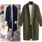 Stand-collar Long Woolen Coat