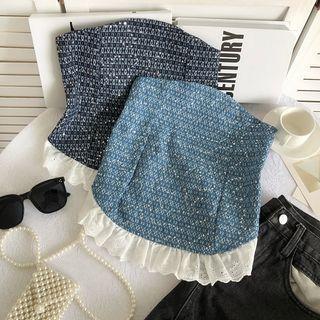 Strapless Eyelet Trim Denim Top