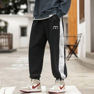 Side Cashew Flower Stitching Leg Pants