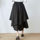 Tiered Midi Skirt 02 - Black - One Size