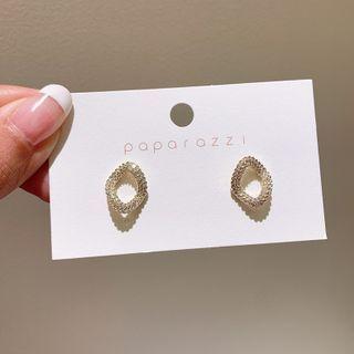 Rhinestone Irregular Hoop Earring 1 Pair - Gold - One Size