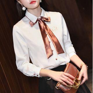 Ribbon-neck Shirt / Skirt / Set