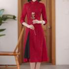 3/4-sleeve Lace Sheath Qipao