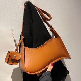 Set: Faux Leather Hobo Bag + Coin Purse