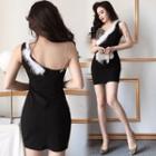 One Shoulder Furry Trim Mini Dress
