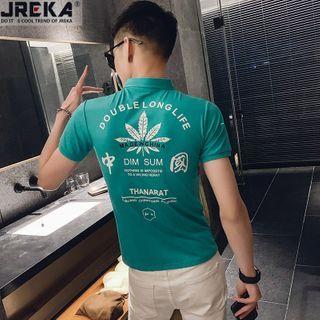 Short-sleeve Maple Print Polo Shirt