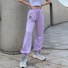 Butterfly Embroidered Jogger Pants