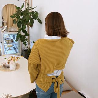 Tie-back Ribbed Sweater
