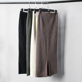 Slit Midi Rib Knit Skirt