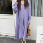 Midi Shirtdress With Sash Light Purple - One Size
