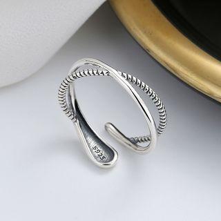 Layered Sterling Silver Open Ring 508fj - Silver - One Size
