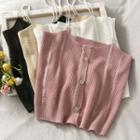 Pearl-strap Ribbed-knit Crop Top