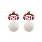 Fashion Personality Plated Gold Enamel Clown Cubic Zirconia White Hair Ball Earrings Golden - One Size