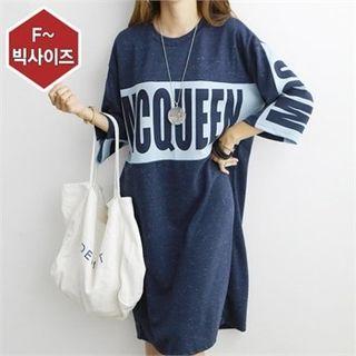 Letter-printed Contrast-panel T-shirt Dress