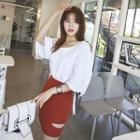 Ribbon-trim Loose-fit T-shirt