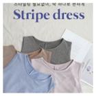 Drawstring-waist Stripe Dress