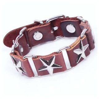 Star Stud Genuine Leather Bracelet