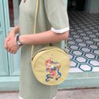 Embroidered Circle Canvas Crossbody Bag