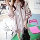 Embroidered Bell-sleeve Dress