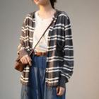 Striped Hooded Cardigan Stripes - Gray - One Size