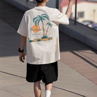 Short Sleeve Tree Print T-shirt