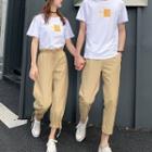 Couple Matching Short-sleeve Print T-shirt / Harem Pants / Straight Leg Pants